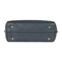 Chanel Navy Quilted Bullskin Shopping Tote