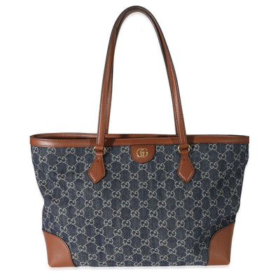 Gucci Blue GG Monogram Denim Medium Ophidia Shopping Tote