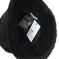 Prada Black Shearling Logo Bucket Hat L