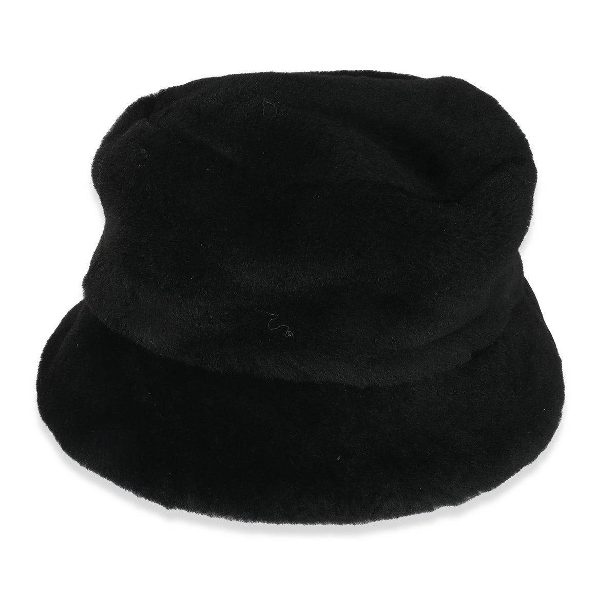 Prada Black Shearling Logo Bucket Hat L | myGemma | CH | Item #134833