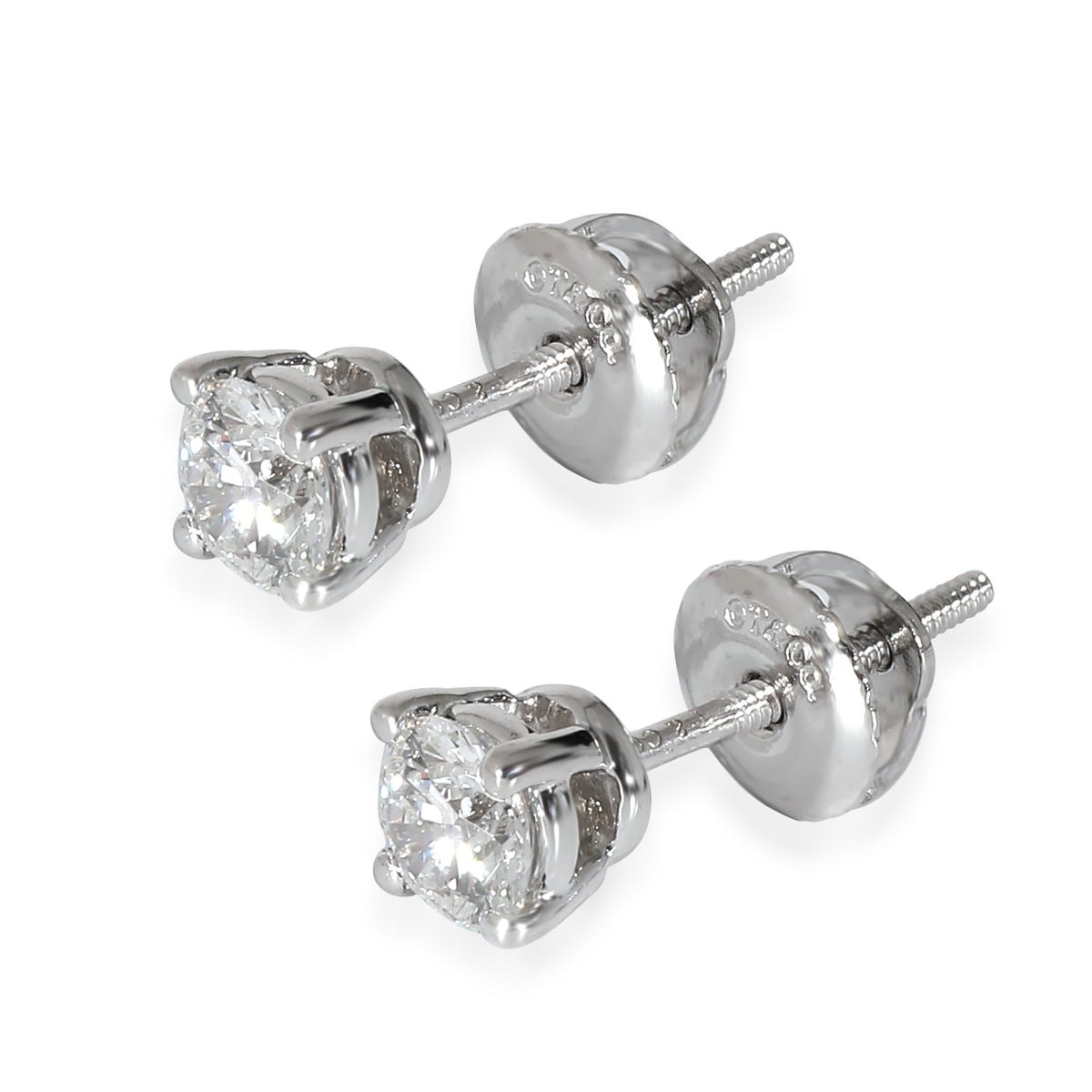 Tiffany & Co. Solitaire Stud Earrings in Platinum F VVS1 0.62 CTW