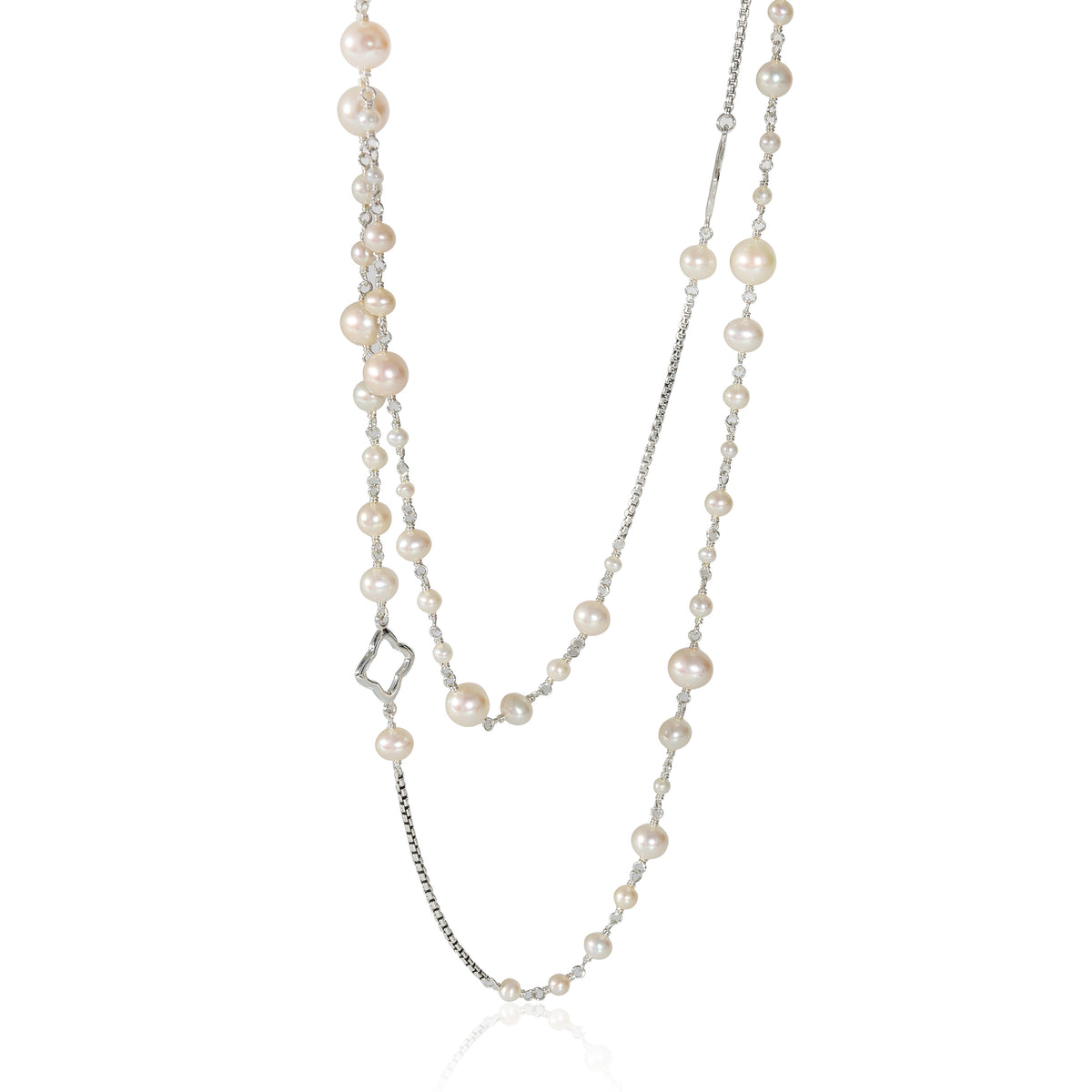 David Yurman Bijoux Pearl Quatrefoil Station Necklace in Sterling Silver