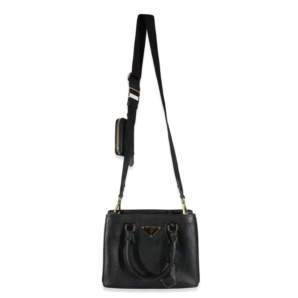 Prada Black Nero Saffiano Mini Galleria Open Tote