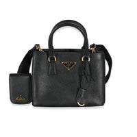 Prada Black Nero Saffiano Mini Galleria Open Tote