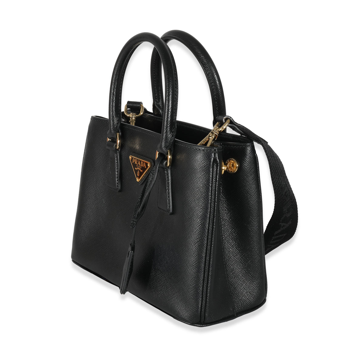 Prada Black Nero Saffiano Mini Galleria Open Tote