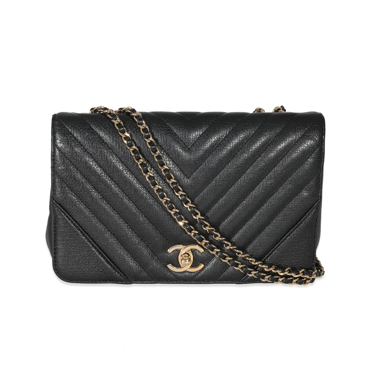 Chanel Black Chevron Quilted Medium Statement Flap Bag