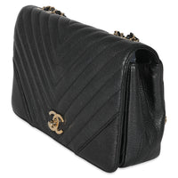 Chanel Black Chevron Quilted Medium Statement Flap Bag