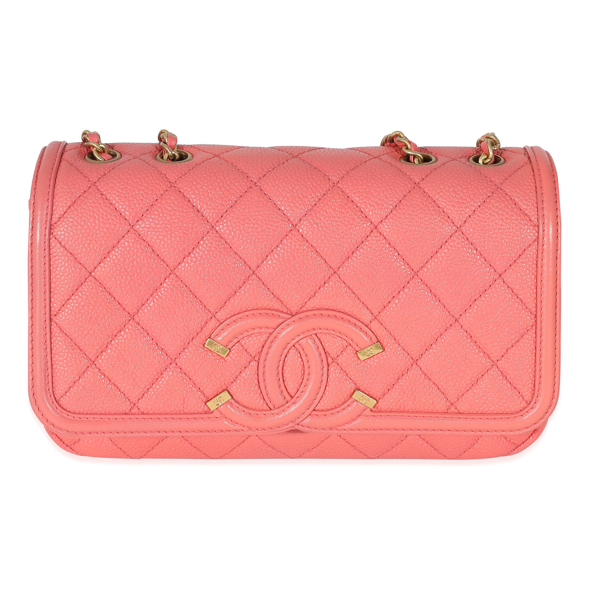 Chanel Pink Quilted Caviar Small Filigree Flap Bag