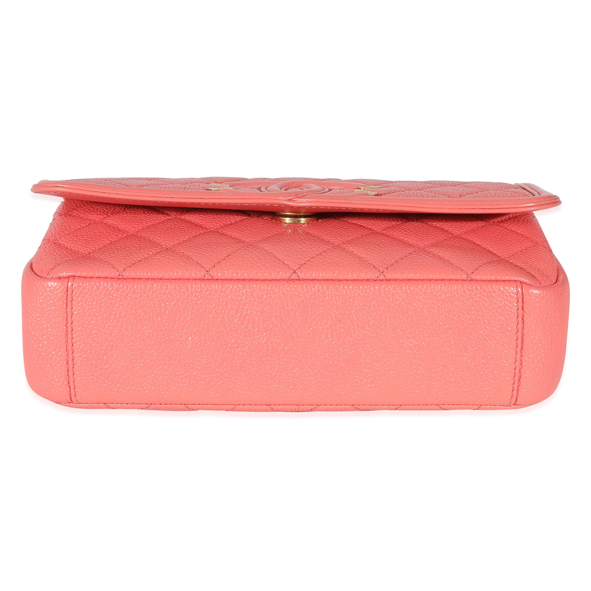Chanel - Pink Quilted Caviar Filigree Compact Wallet