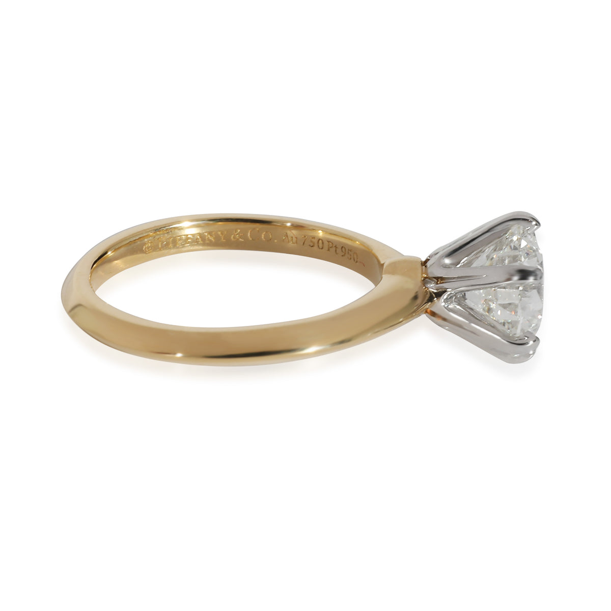 Tiffany & Co. Solitaire Diamond Engagement Ring in 18K Yellow Gold/Plat, 1.69ct