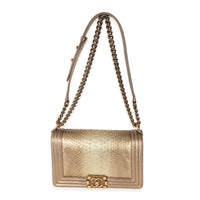 Chanel Gold Metallic Python Old Medium Boy Bag