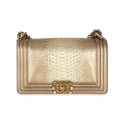 Chanel Gold Metallic Python Old Medium Boy Bag