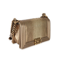 Chanel Gold Metallic Python Old Medium Boy Bag