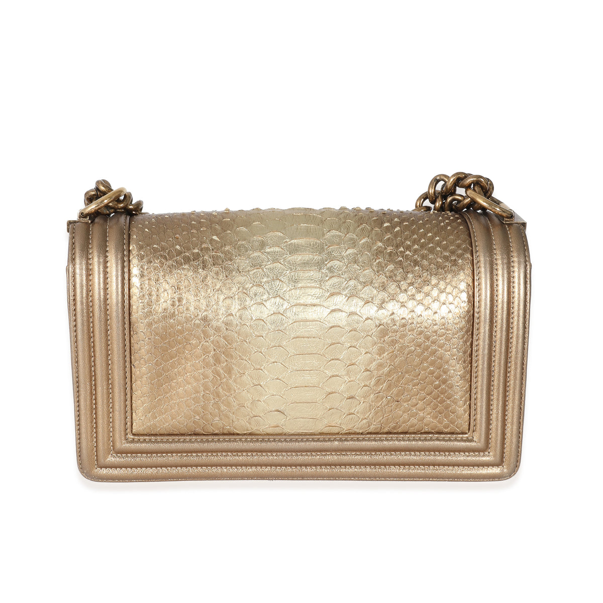 Chanel Gold Metallic Python Old Medium Boy Bag