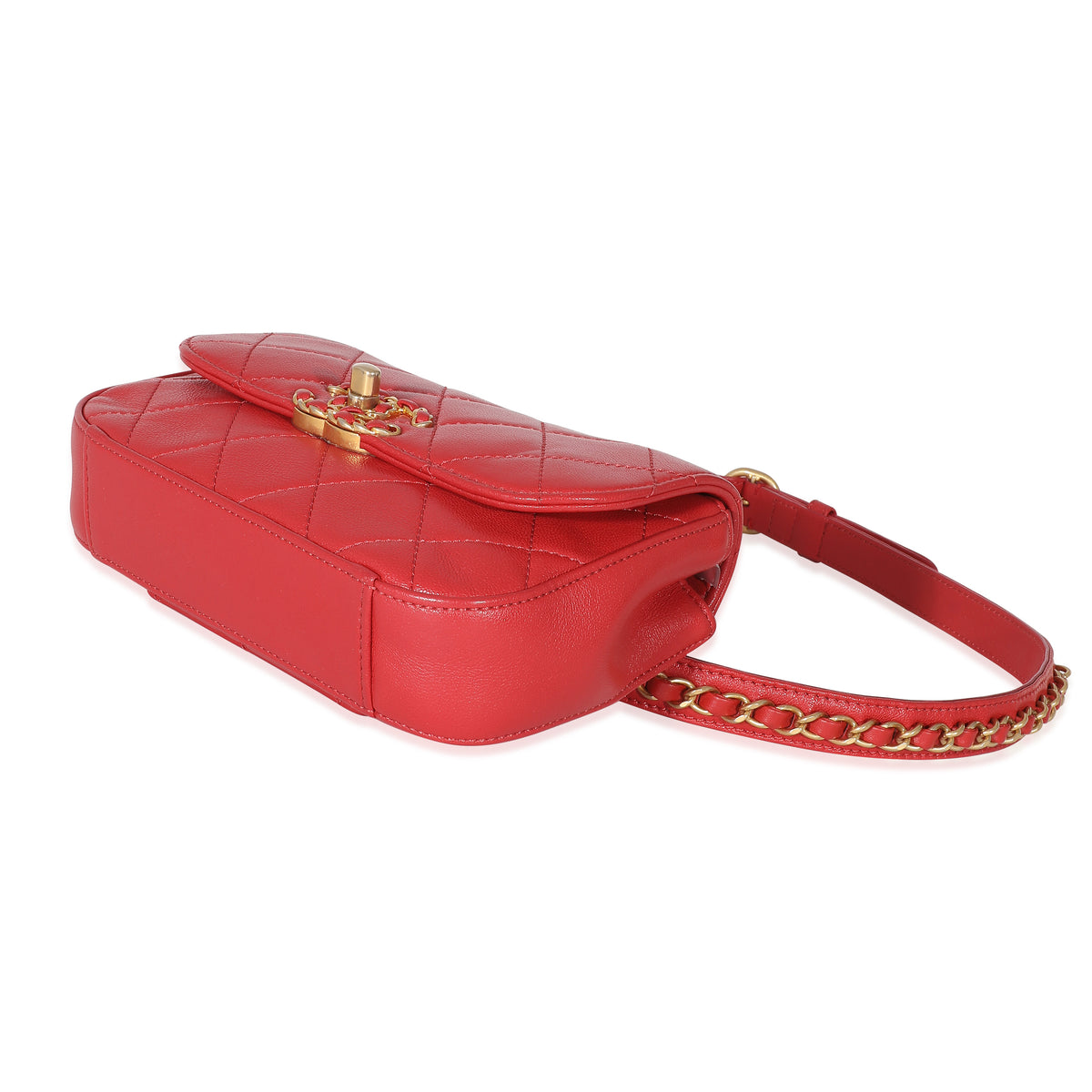 Chanel Quilted Lambskin Red Infinity Waist Belt Bag