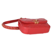 Chanel Quilted Lambskin Red Infinity Waist Belt Bag