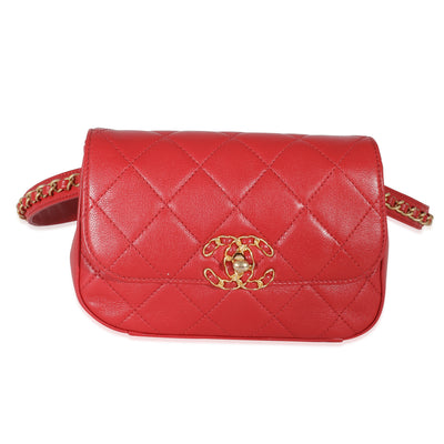 Chanel Quilted Lambskin Red Infinity Waist Belt Bag