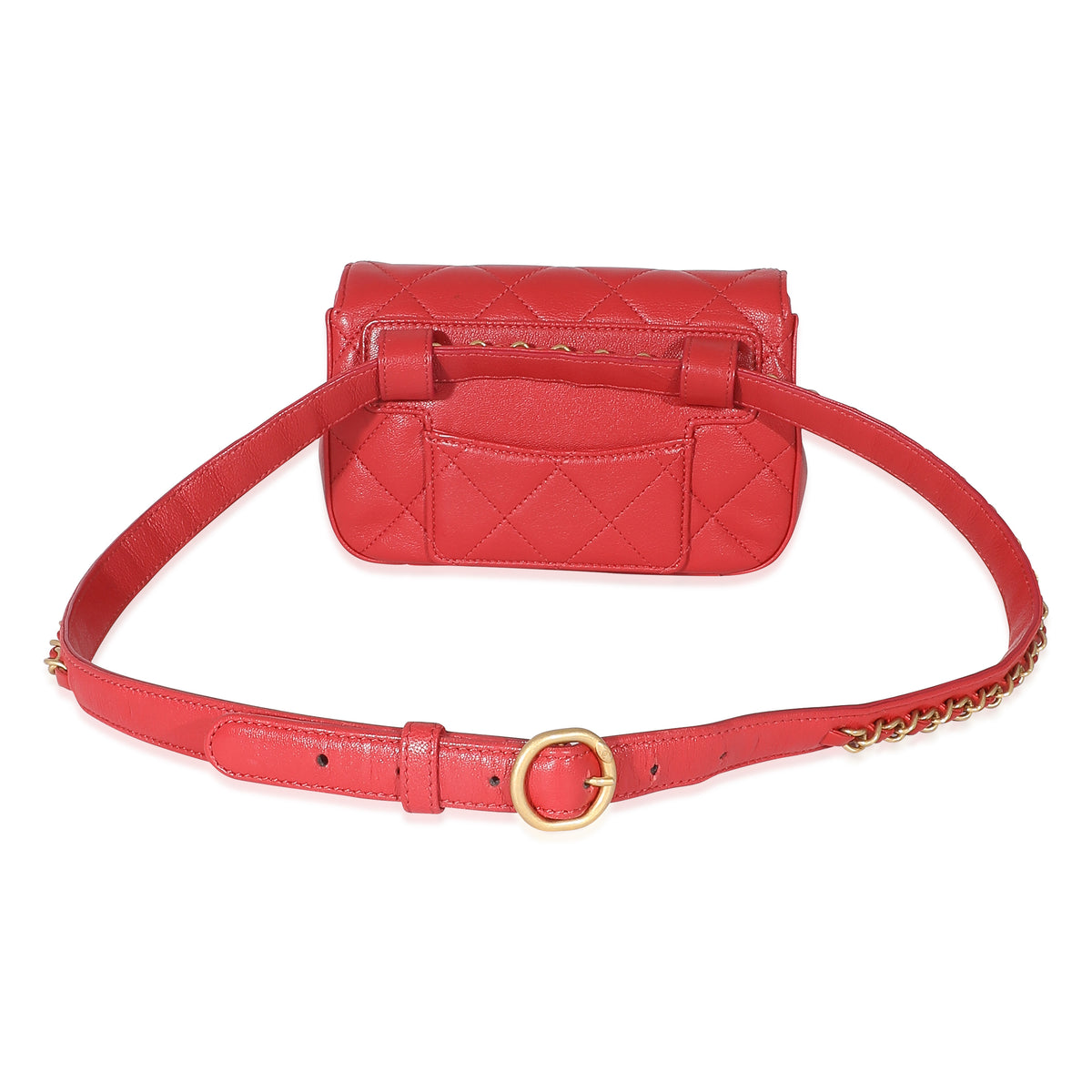 Chanel Quilted Lambskin Red Infinity Waist Belt Bag