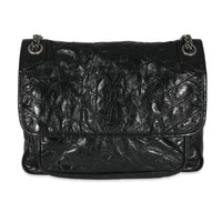 Saint Laurent Black Crinkled Calfskin Matelasse Medium Niki