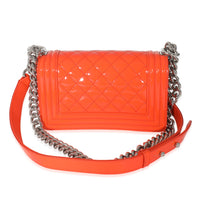 Chanel Orange Quilted Patent Small Plexiglass Boy Bag