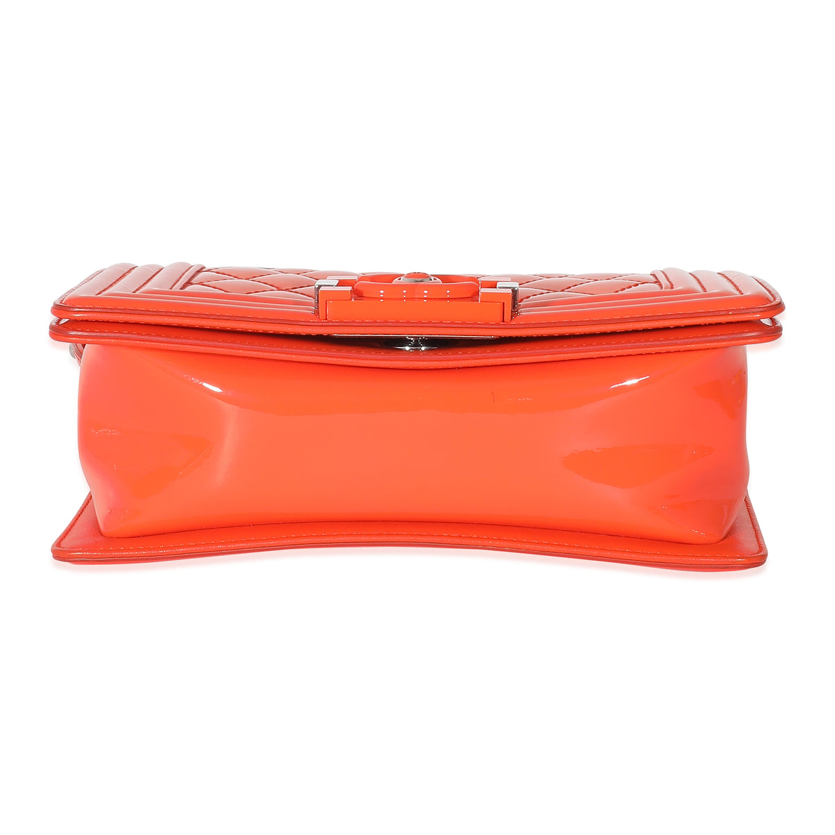 Chanel Orange Quilted Patent Small Plexiglass Boy Bag