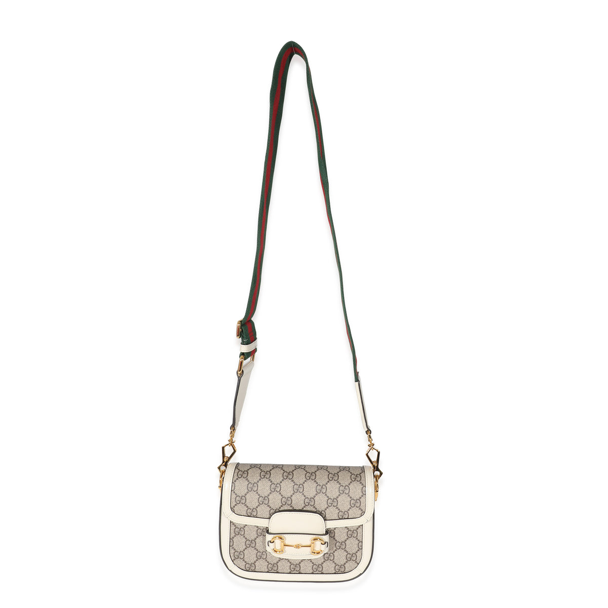 Gucci White Beige GG Canvas Mini Horsebit 1955