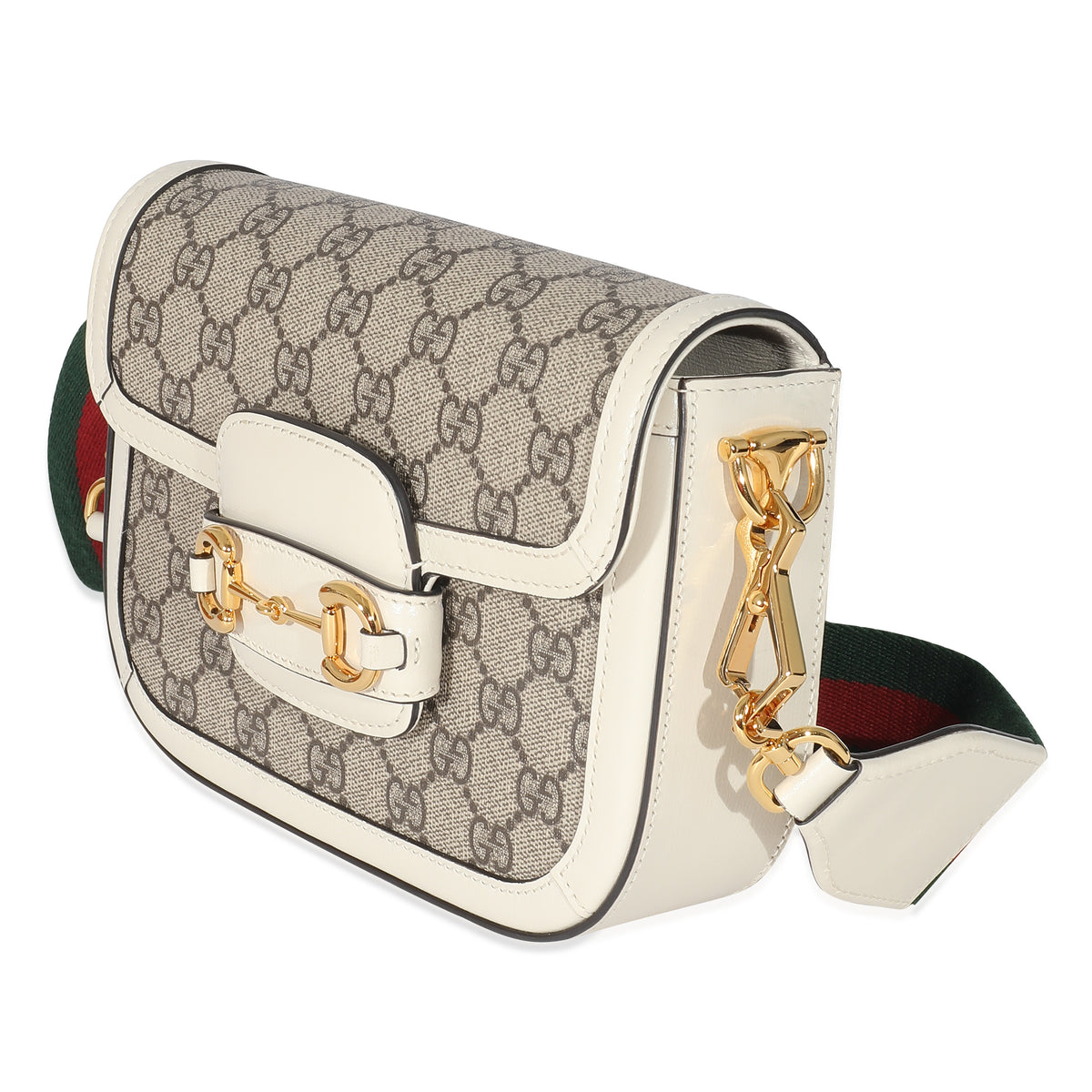 Gucci White Beige GG Canvas Mini Horsebit 1955