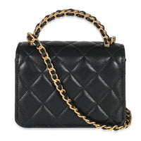 Chanel Black Quilted Lambskin Chain Top Handle Clutch