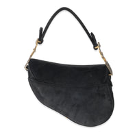 Christian Dior Black Velvet Crystals Mini Saddle Bag