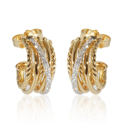 David Yurman Crossover Diamond Earrings in 18K Yellow Gold 0.34 CTW