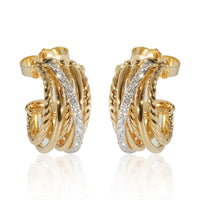 David Yurman Crossover Diamond Earrings in 18K Yellow Gold 0.34 CTW