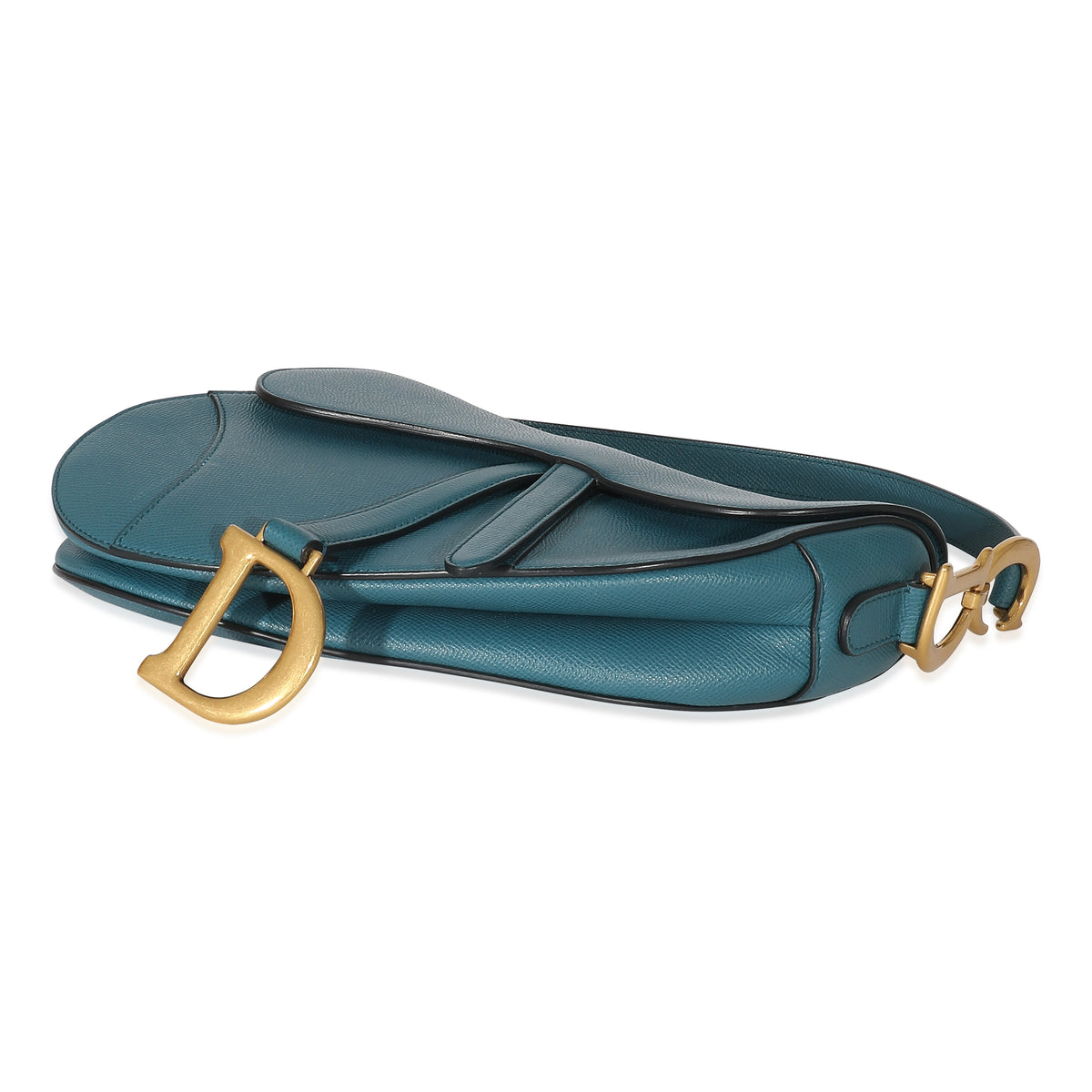 Christian Dior Steel Blue Grained Calfskin Saddle Bag