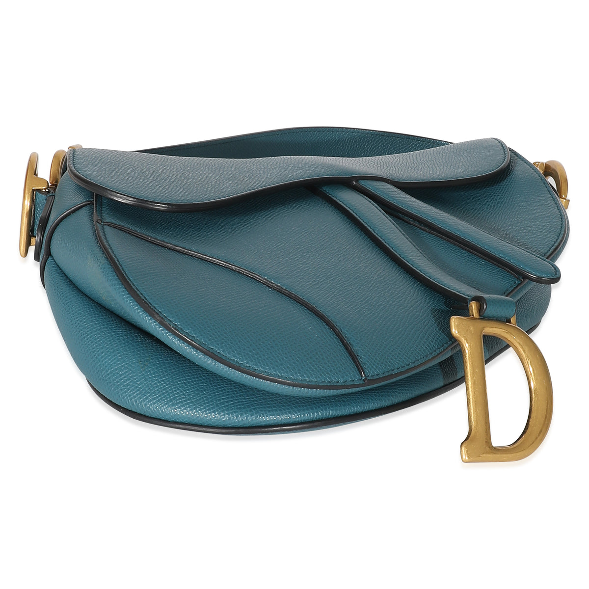 Christian Dior Steel Blue Grained Calfskin Saddle Bag