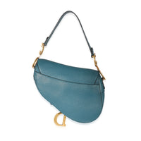 Christian Dior Steel Blue Grained Calfskin Saddle Bag