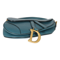 Christian Dior Steel Blue Grained Calfskin Saddle Bag