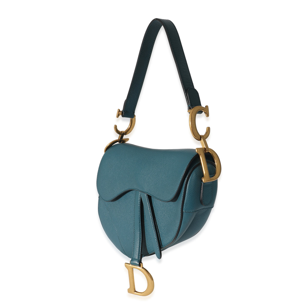 Christian Dior Steel Blue Grained Calfskin Saddle Bag