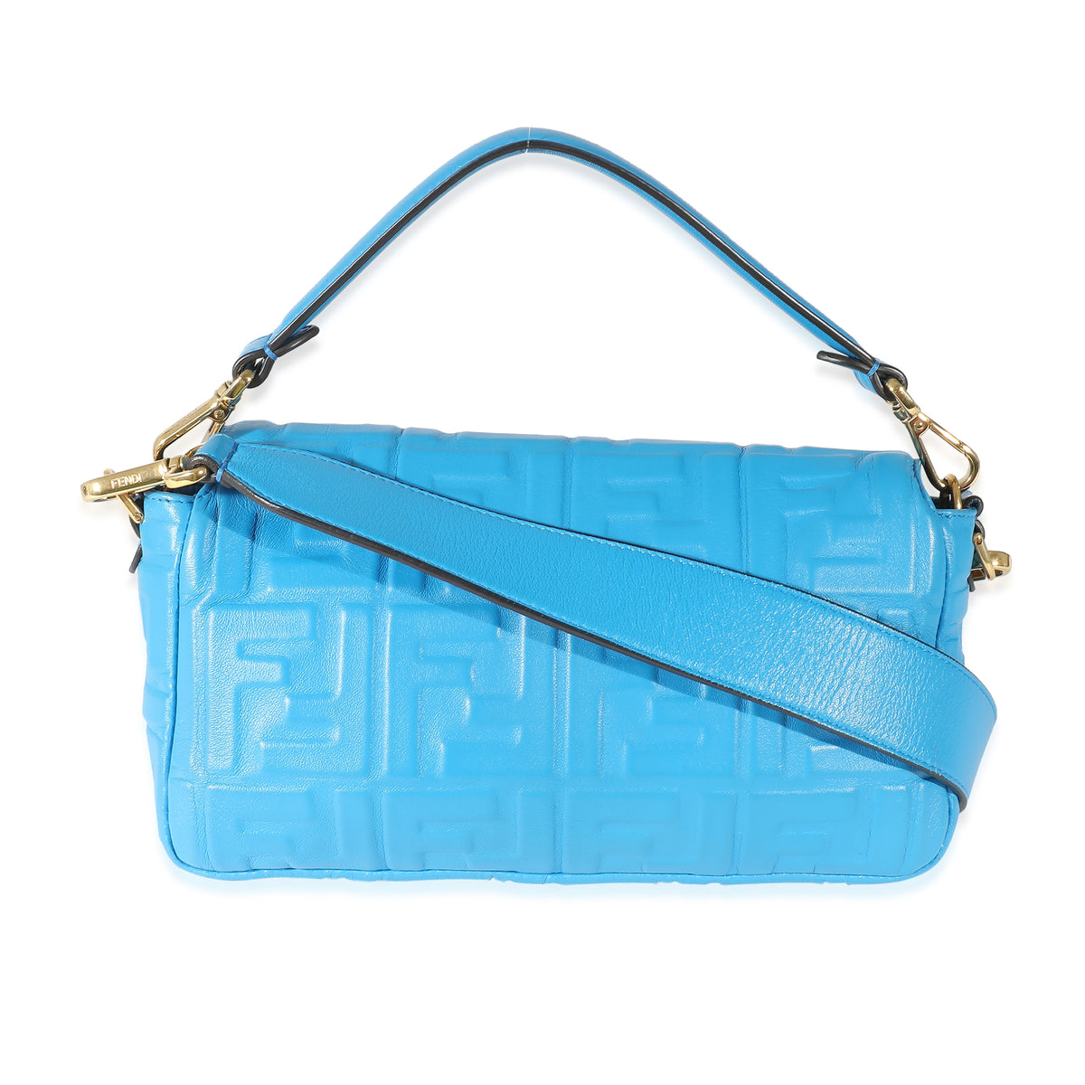 Fendi Royal Blue Nappa FF Embossed 1974 Baguette