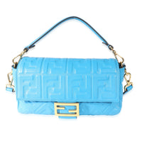 Fendi Royal Blue Nappa FF Embossed 1974 Baguette