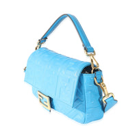 Fendi Royal Blue Nappa FF Embossed 1974 Baguette