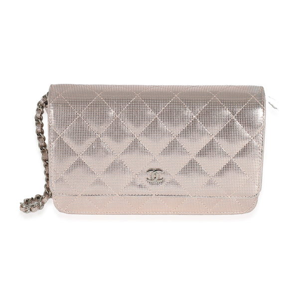 Chanel Rose Gold Quilted Calfskin Pixel Effect Wallet On Chain