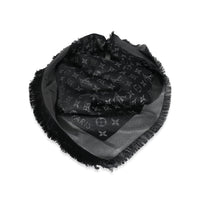 Louis Vuitton Black Silk Blend Monogram Shine Shawl