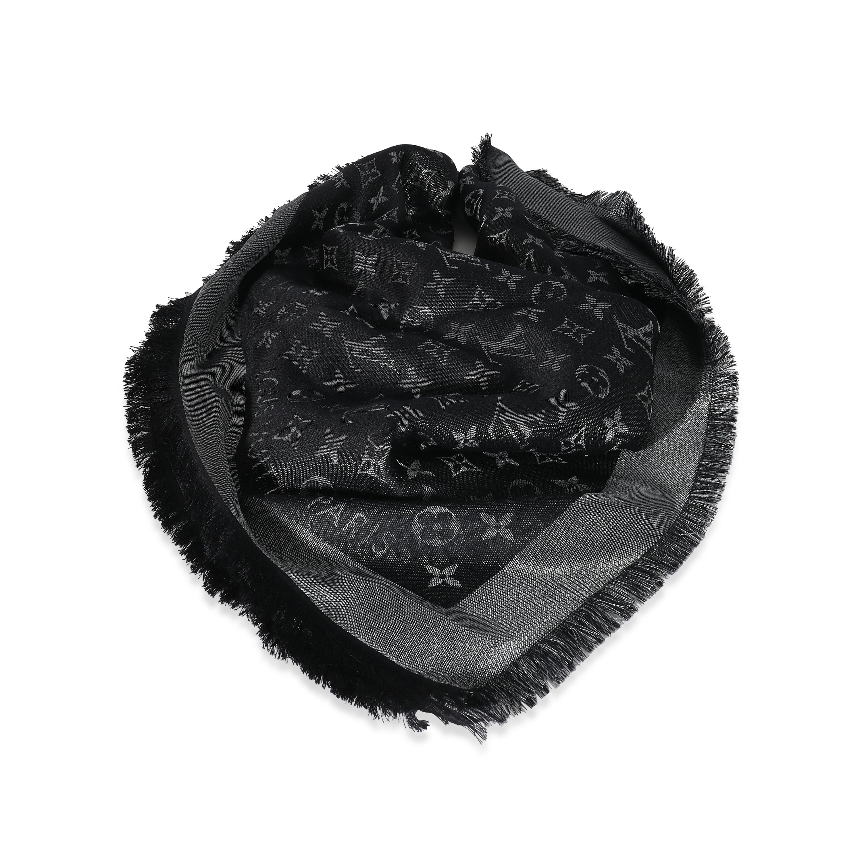 Louis Vuitton Black Monogram Wool & Silk Scarf