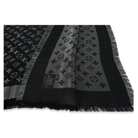 Louis Vuitton Black Silk Blend Monogram Shine Shawl