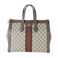 Gucci Beige GG Canvas Ophidia Medium Top Handle Bag