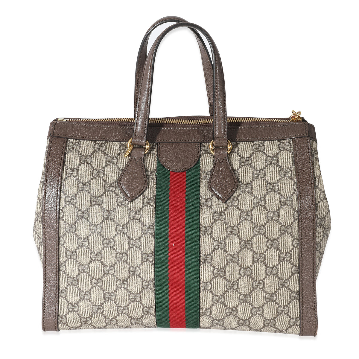 Gucci Beige GG Canvas Ophidia Medium Top Handle Bag