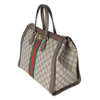 Gucci Beige GG Canvas Ophidia Medium Top Handle Bag