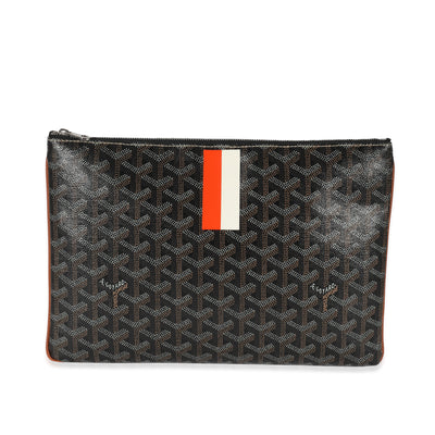 Goyard Black Gold Goyardine Canvas Senat MM