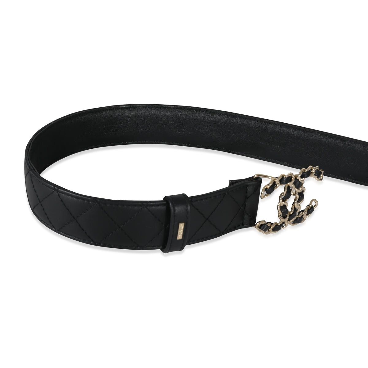 Chanel B22 Black Quilted Calfskin CC Chain Belt 90/36