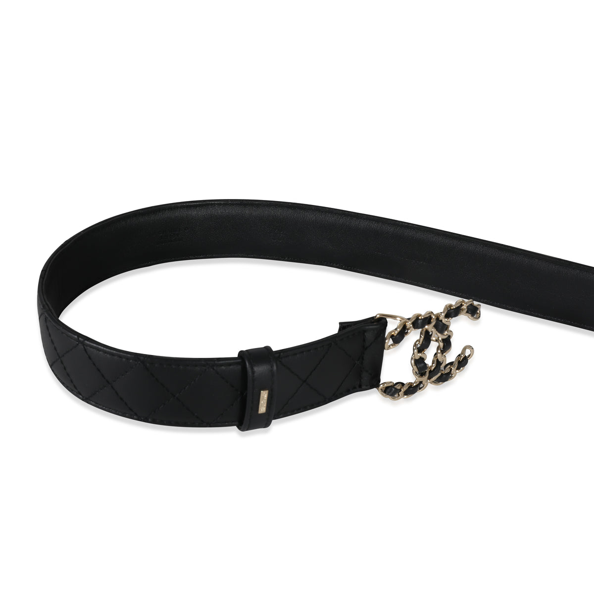 Chanel B22 Black Quilted Calfskin CC Chain Belt 90/36