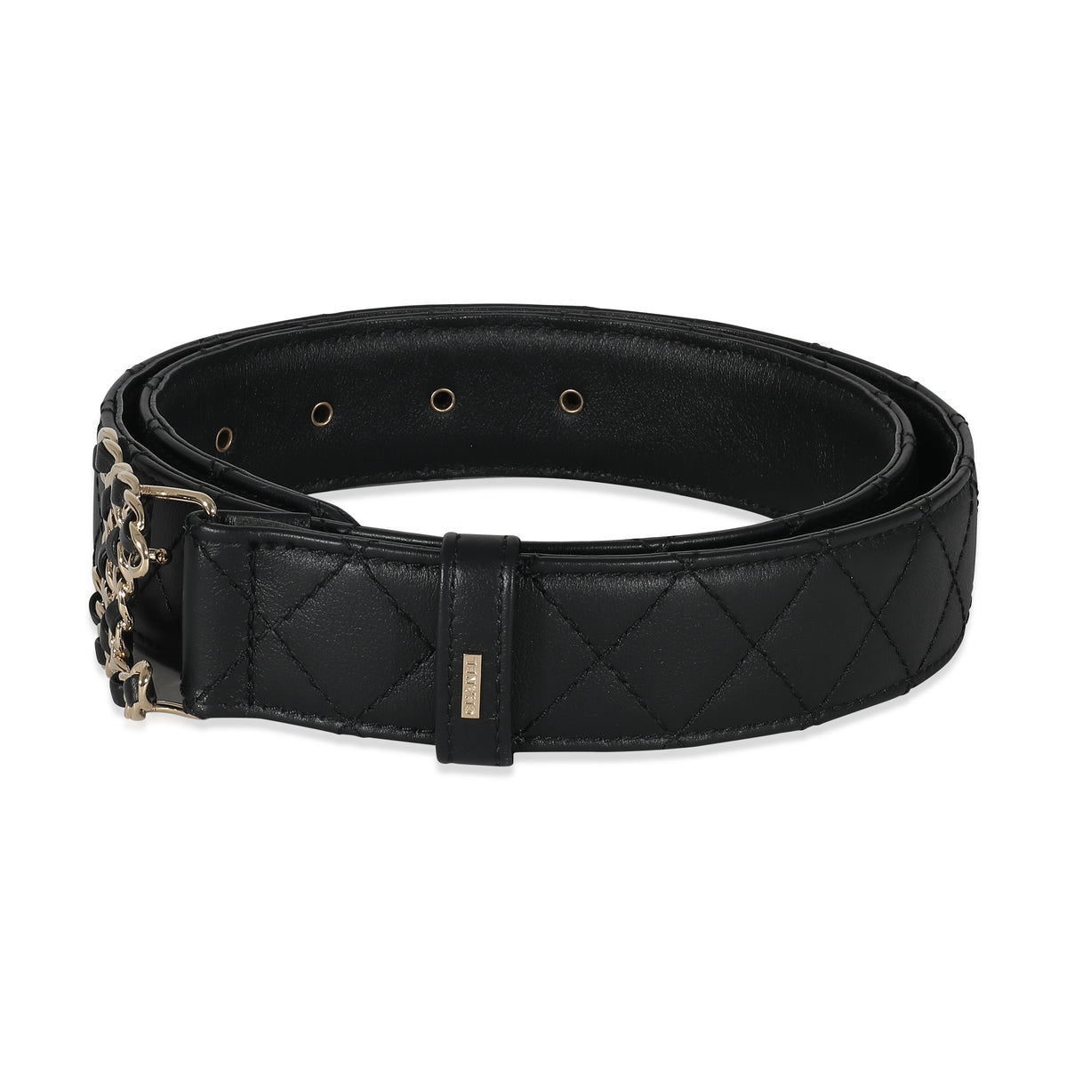 Chanel B22 Black Quilted Calfskin CC Chain Belt 90/36